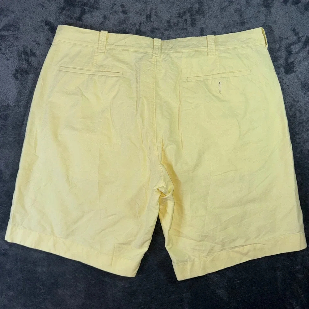 Mens 38 J.Crew Sunwashed Oxford Shorts Yellow Excellent Preppy Casual Cotton